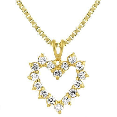 Yellow 14K Yellow Solid Gold Womens Heart Pendant With Prong Set Diamonds 0.75 Ctw
